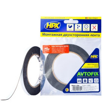 Лента двухсторонняя AUTOFIX 12мм x 5м черная (пакет)