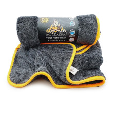 Тряпка из микрофибры двусторонняя с зашитым краем серая 50х60 см (900 гр/м2) Tornador Magnum